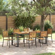 vidaXL Conjunto de Jantar de Jardim 7 Peças Preto de Rattan Sintético e Acácia