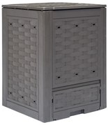 vidaXL Compostor de jardim 60x60x83 cm 300 L plástico vime castanho
