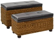 vidaXL Conjunto de bancos 2 pcs erva marinha castanho