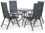 vidaXL 5 pcs conjunto de jantar jardim alumínio e textilene preto