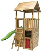 Parque Exterior infantil com Casa de madeira e escorrega TIBIDABO L