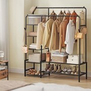 Guarda roupa 45 x 115,8 x 172,8 cm de metal com 7 prateleiras para quarto, preto