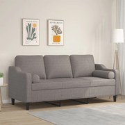 Sofá 3 lug. +almofadas decoração 180cm tecido cinza-acastanhado