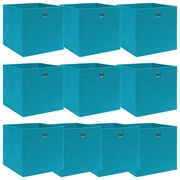 Caixas de arrumação 10 pcs 32x32x32 cm tecido azul-bebé