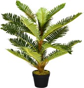 HOMCOM Planta artificial palmeira 85 cm com 18 grandes folhas grande realismo vaso incluído | Aosom Portugal