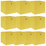 Caixas de arrumação 10 pcs 32x32x32 cm tecido amarelo