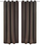 Cortinas opacas com anéis metálicos, castanho, 2 pcs,135 x 245 cm