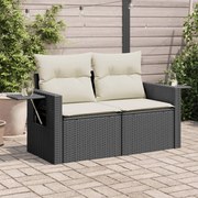 vidaXL Sofá de jardim com almofadões 2 lugares vime PE preto