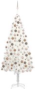 vidaXL Árvore Natal artificial pré-iluminada c/ bolas branco