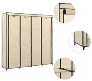 Roupeiro com 4 compartimentos 175x45x170 cm cor creme