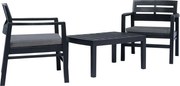 vidaXL Conjunto lounge para jardim 3 pcs plástico antracite