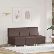vidaXL Cadeiras de Sofá 3 pcs Castanho 55 x 74 x 82 cm Couro sintético