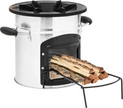 vidaXL Fogão a lenha de campismo 45,5x33x25,5 aço inoxidável prateado