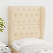 vidaXL Cabeceira de cama c/ abas tecido 83x23x118/128 cm creme