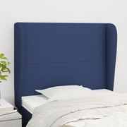 vidaXL Cabeceira de cama c/ abas tecido 103x23x118/128 cm azul