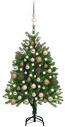 vidaXL Árvore Natal artificial pré-iluminada c/ bolas 120 cm verde