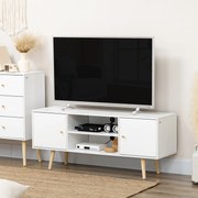 Móvel de TV de Sala de Estar Móvel para Televisores de até 55 Polegadas com 2 Portas 2 Prateleiras de Armazenamento para Escritório Dormitório 120x34x