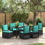 vidaXL Conjunto de Jantar de Jardim 7 Peças em Rattan Preto