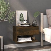 vidaXL Mesa de cabeceira montagem na parede carvalho fumado