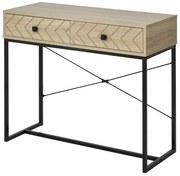 HOMCOM Mesa Consola 90x35x76 cm 2 Gavetas Armazenamento Estrutura Metal Design Moderno Sala Entrada | Aosom Portugal