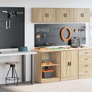 vidaXL Armários de garagem 2pcs derivados de madeira carvalho sonoma