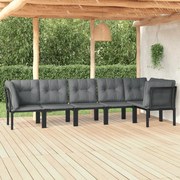 vidaXL 6 pcs conjunto lounge de jardim vime PE preto e cinzento