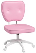 Vinsetto Cadeira Escritório Estofada em PU com Altura Ajustável Sem Braços Cadeira de Estudo Dormitório 46x59x82-92 cm Rosa | Aosom Portugal