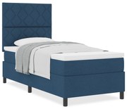 Cama Box Spring com Colchão Azul 90x200 cm Tecido