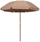 Guarda-sol de jardim c/ poste de aço 240cm cinzento-acastanhado