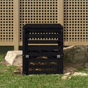 vidaXL Caixote de compostagem 63,5x63,5x77,5 cm pinho maciço preto