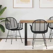 vidaXL Cadeira de jantar 2 pcs Preto 44 x 44 x 74 cm Rattan e Ferro