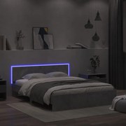 vidaXL Estrutura cama cabeceira e luzes LED 160x200cm cinzento cimento