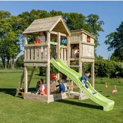 Parque Exterior infantil de madeira com escorrega PALAZZO XL com baloiço duplo