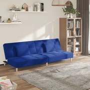 Sofá-cama 2 lugares com duas almofadas tecido azul