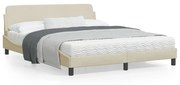 vidaXL Estrutura de cama sem colchão 160x200 cm tecido cor creme