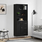 vidaXL Armário alto 69,5x34x180 cm derivados de madeira preto