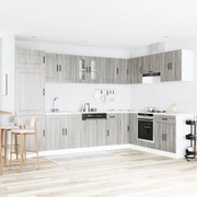 Armário de Cozinha vidaXL "Kalmar" com Duplos Lavabos Cinza Sonoma em