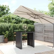 vidaXL Mesa de bar com tampo de vidro 105x80x110 cm vime PE preto