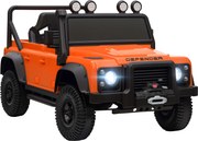 AIYAPLAY Carro elétrico infantil, alimentação 12V, controlo remoto, função música, buzina, luzes LED, Laranja | Aosom Portugal