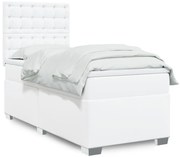 vidaXL Cama com molas/colchão 90x190 cm couro artificial branco