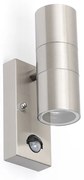 Candeeiro de parede exterior em aço 2 luzes IP44 com sensor de movimento - Duo