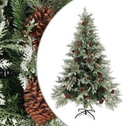 vidaXL Árvore de Natal com pinhas 150 cm PVC e PE verde e branco