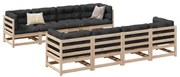 9 pcs conjunto sofás de jardim com almofadões pinho maciço