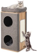 Condomínio para gatos de 39" de altura com arranhadores, 3 esconderijos e 4 almofadas macias de pelúcia - cinza