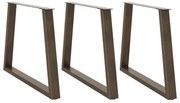 vidaXL Pés para mesa de jantar em formato de V, 3 peças, aço natural, 90x(72-73,3) cm, aço