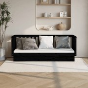 vidaXL Sofá-cama 75x190 cm madeira de pinho maciça preto