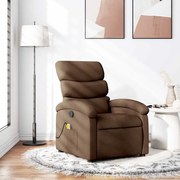 vidaXL Poltrona de massagens reclinável tecido castanho