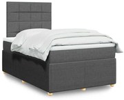 vidaXL Cama com molas/colchão 120x200 cm tecido cinzento-escuro