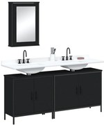 3 pcs conjunto móveis casa de banho derivados de madeira preto