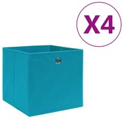 vidaXL Caixas arrumação 4 pcs 28x28x28 cm tecido-não-tecido azul-bebé